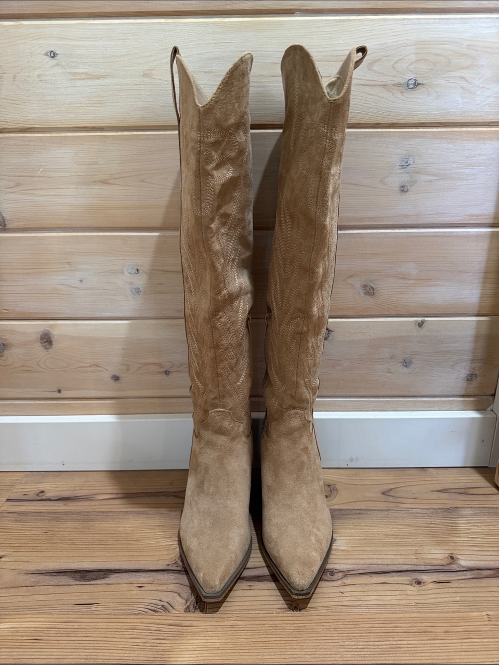Cheyenne Over-the-Knee Suede Cowboy Boots - Tan